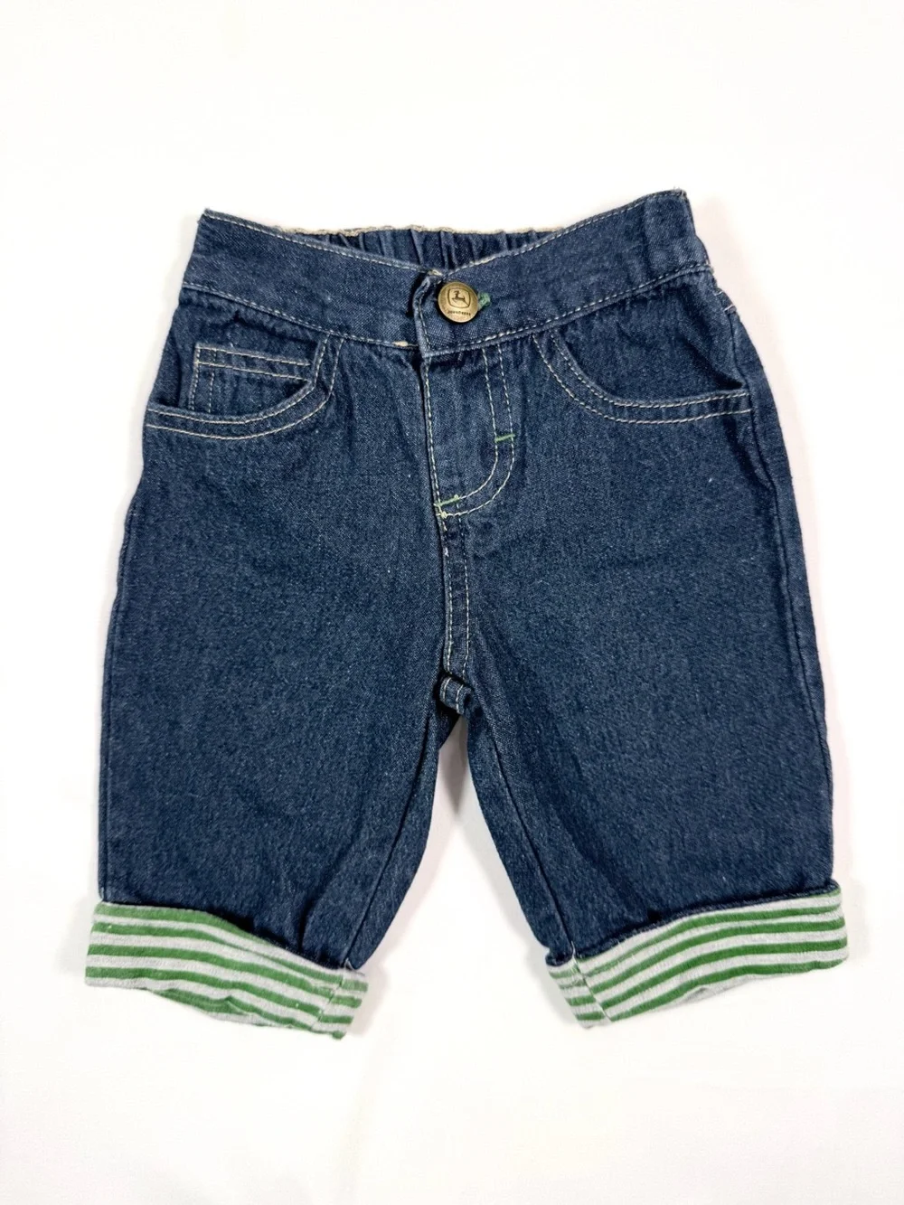 JOHN DEERE Boys Denim Shorts‎ Size 3M Farm Western Tractor Workwear Country